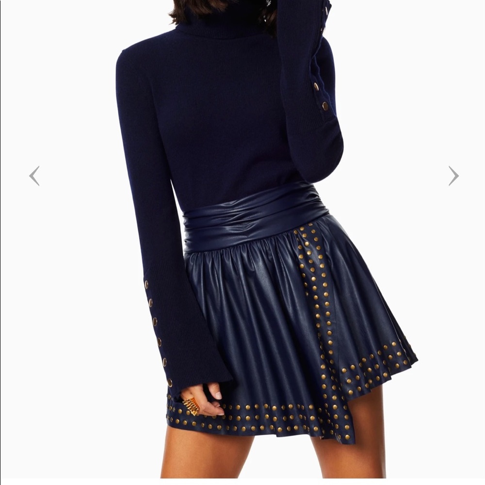 Navy studded leather skirt